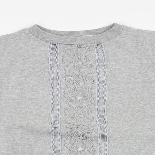 PARISIAN SIGNATURE Womens Grey Floral Cotton Pullover Sweatshirt Size 8 Pullover
