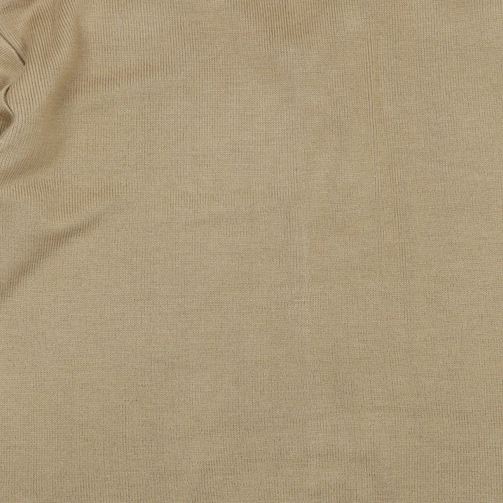 Woodville Mens Brown V-Neck Geometric Acrylic Pullover Jumper Size M Long Sleeve