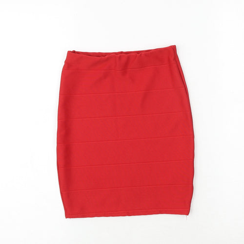 Missguided Womens Red Viscose Bandage Skirt Size 6