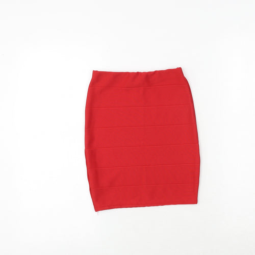 Missguided Womens Red Viscose Bandage Skirt Size 6