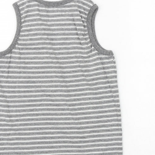 NEXT Boys Grey Striped Cotton Basic Tank Size 8 Years Round Neck Pullover