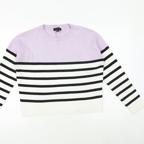 New Look Womens Multicoloured Round Neck Striped Viscose Pullover Jumper Size S