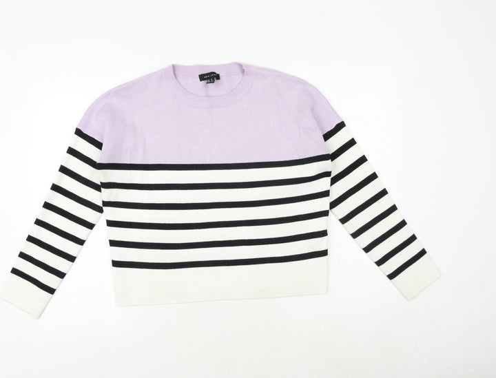 New Look Womens Multicoloured Round Neck Striped Viscose Pullover Jumper Size S