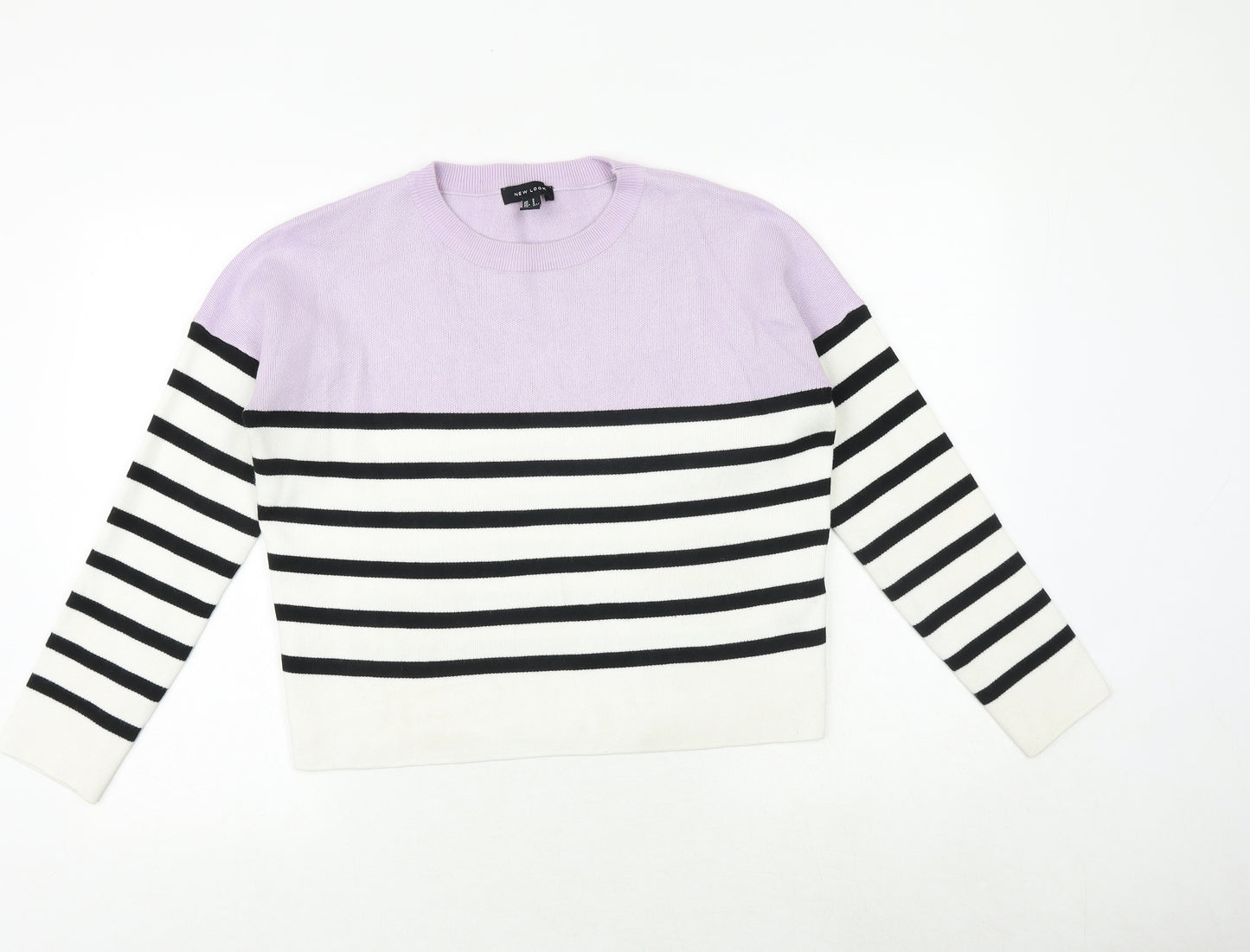 New Look Womens Multicoloured Round Neck Striped Viscose Pullover Jumper Size S
