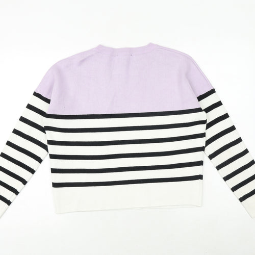 New Look Womens Multicoloured Round Neck Striped Viscose Pullover Jumper Size S