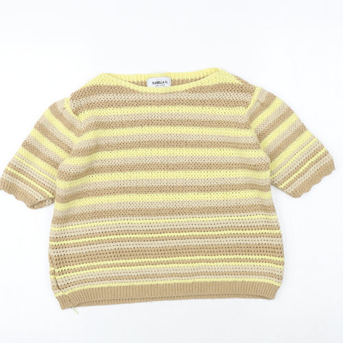 Isabella D Womens Multicoloured Round Neck Striped Polyester Pullover Jumper Size S - Size S/M
