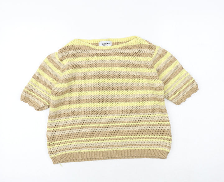 Isabella D Womens Multicoloured Round Neck Striped Polyester Pullover Jumper Size S - Size S/M