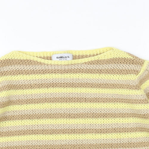 Isabella D Womens Multicoloured Round Neck Striped Polyester Pullover Jumper Size S - Size S/M