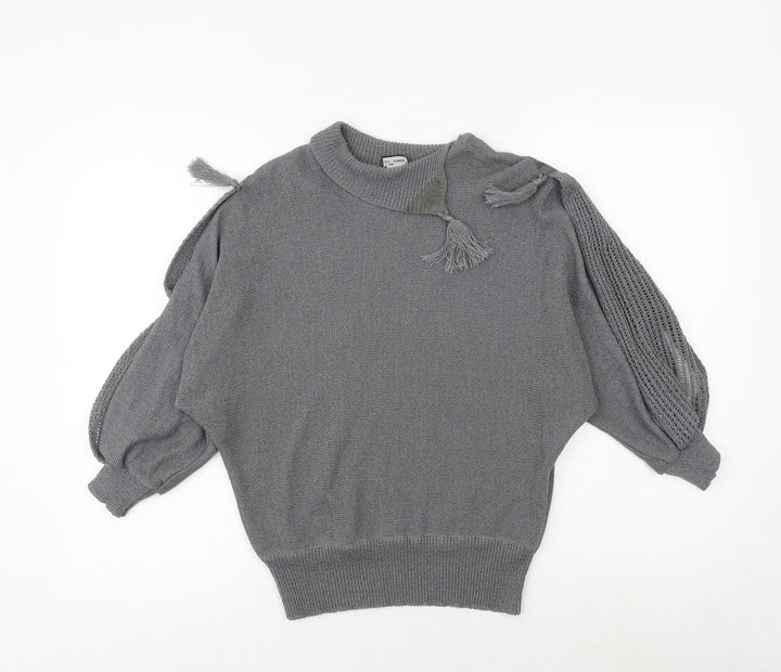quink Womens Grey Roll Neck Polyester Pullover Jumper Size 10