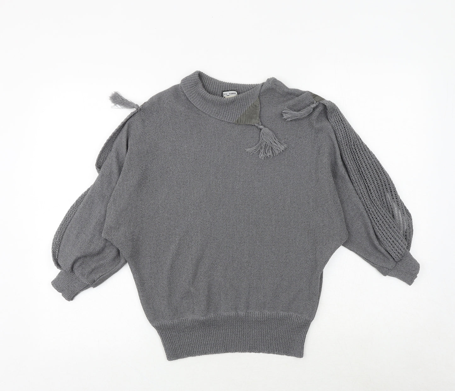 quink Womens Grey Roll Neck Polyester Pullover Jumper Size 10