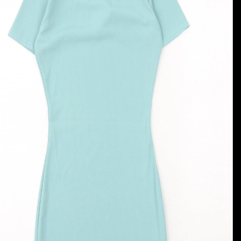 PRETTYLITTLETHING Womens Green Polyester Bodycon Size 8 V-Neck Pullover