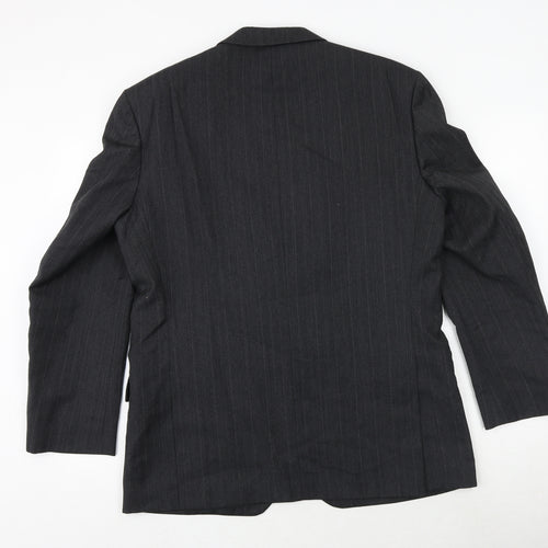 GREENWOODS Mens Grey Striped Polyester Jacket Suit Jacket Size 42 Regular