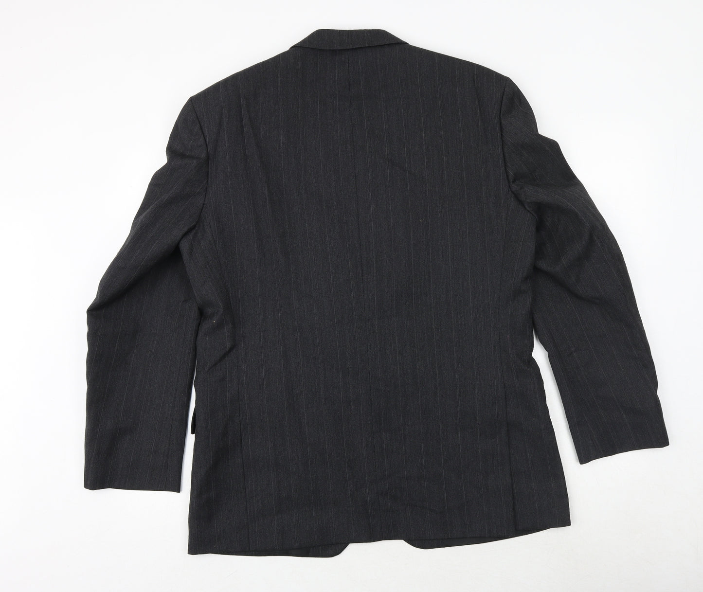 GREENWOODS Mens Grey Striped Polyester Jacket Suit Jacket Size 42 Regular
