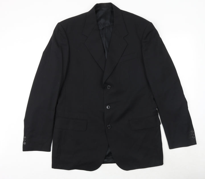 Hornes Mens Black Polyester Jacket Suit Jacket Size 40 Regular