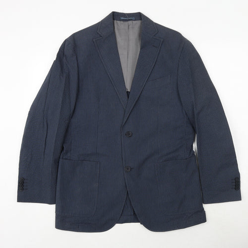 Skopes Mens Blue Striped Cotton Jacket Suit Jacket Size 38 Regular