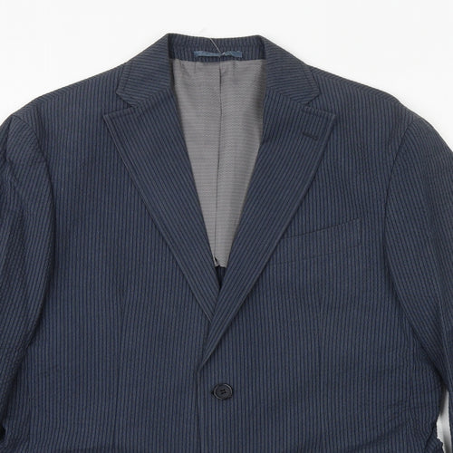 Skopes Mens Blue Striped Cotton Jacket Suit Jacket Size 38 Regular