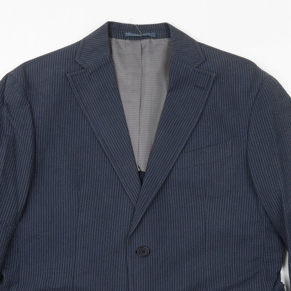 Skopes Mens Blue Striped Cotton Jacket Suit Jacket Size 38 Regular