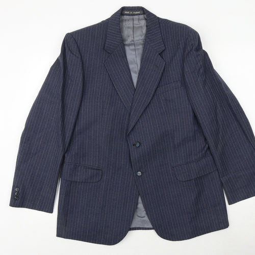 Jackson The Tailor Mens Blue Striped Polyester Jacket Suit Jacket Size 38 Regular