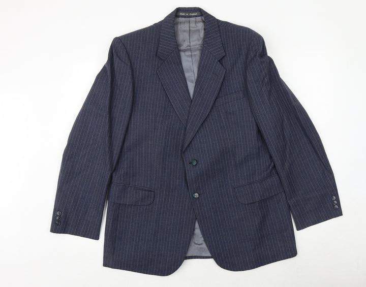 Jackson The Tailor Mens Blue Striped Polyester Jacket Suit Jacket Size 38 Regular
