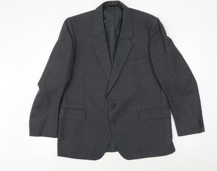 Canada Mens Grey Striped Wool Jacket Suit Jacket Size 44 Regular
