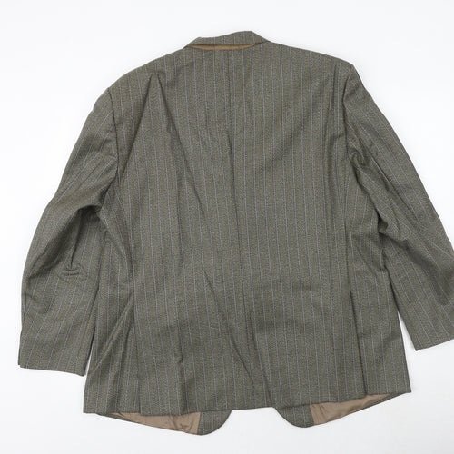 Ted Williams Mens Green Striped Polyester Jacket Suit Jacket Size 42 Regular