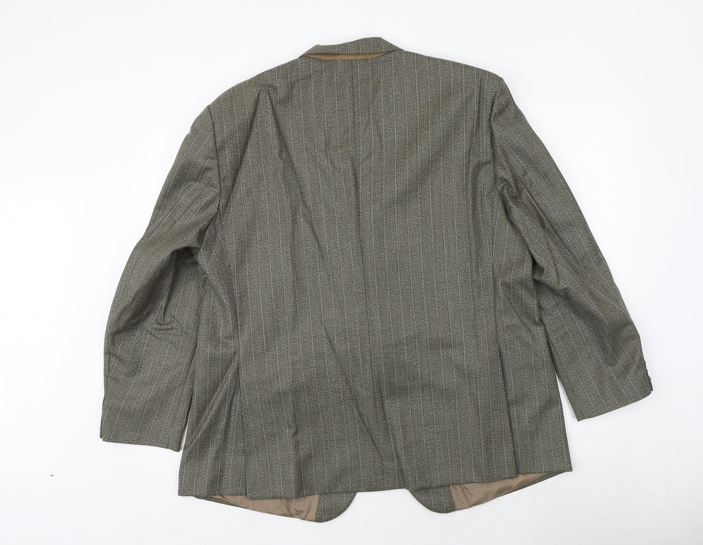 Ted Williams Mens Green Striped Polyester Jacket Suit Jacket Size 42 Regular