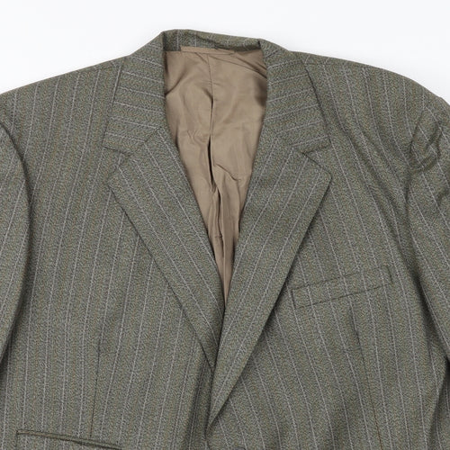 Ted Williams Mens Green Striped Polyester Jacket Suit Jacket Size 42 Regular