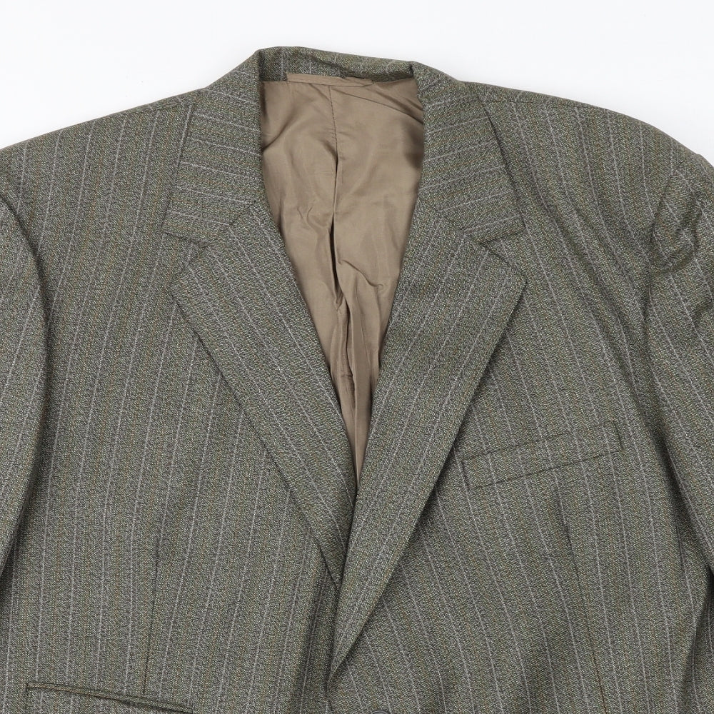 Ted Williams Mens Green Striped Polyester Jacket Suit Jacket Size 42 Regular