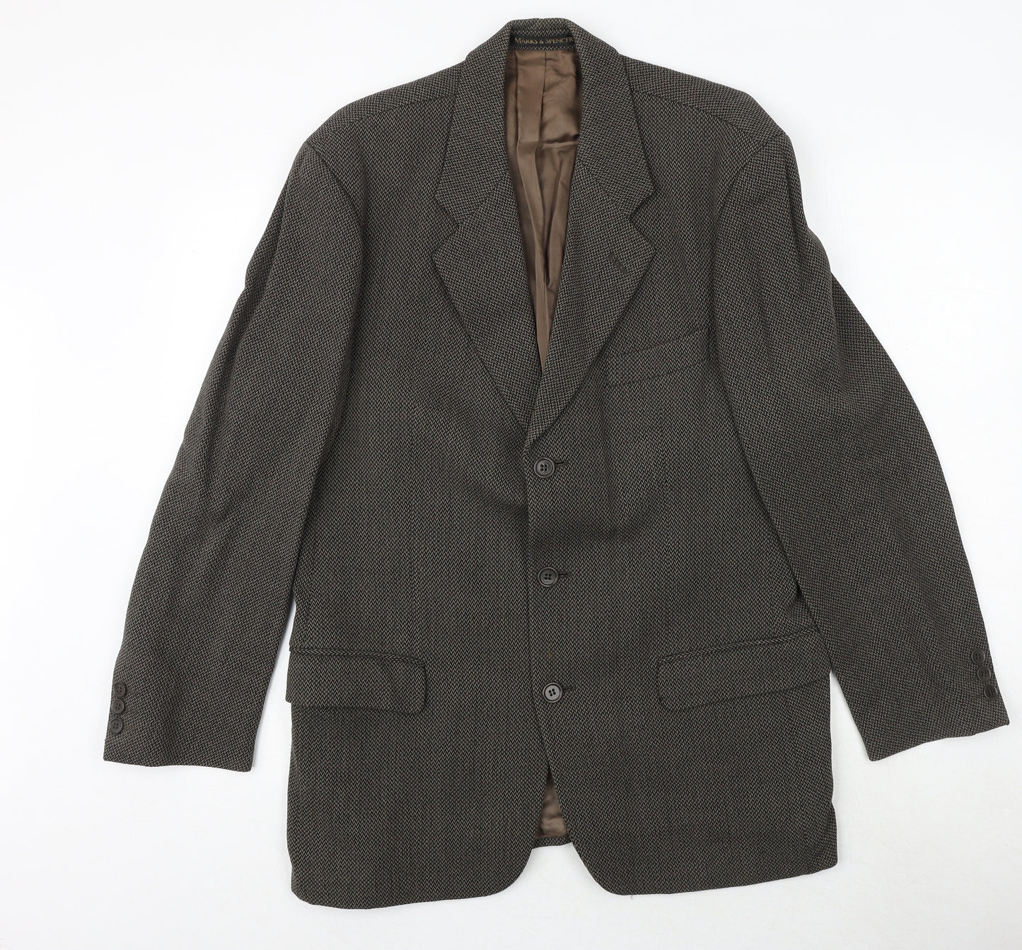 Marks and Spencer Mens Brown Wool Jacket Blazer Size 40 Regular