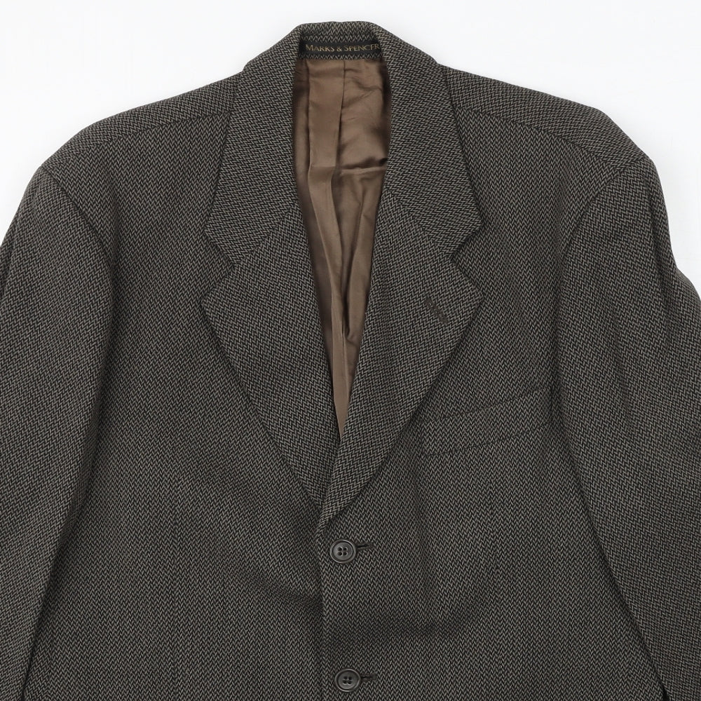 Marks and Spencer Mens Brown Wool Jacket Blazer Size 40 Regular