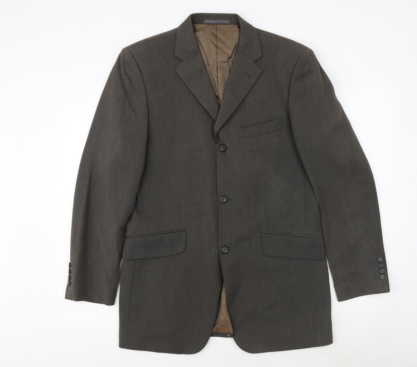 Rice Mens Brown Polyester Jacket Blazer Size 38 Regular