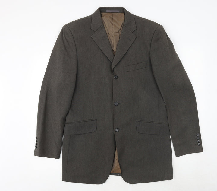 Rice Mens Brown Polyester Jacket Blazer Size 38 Regular