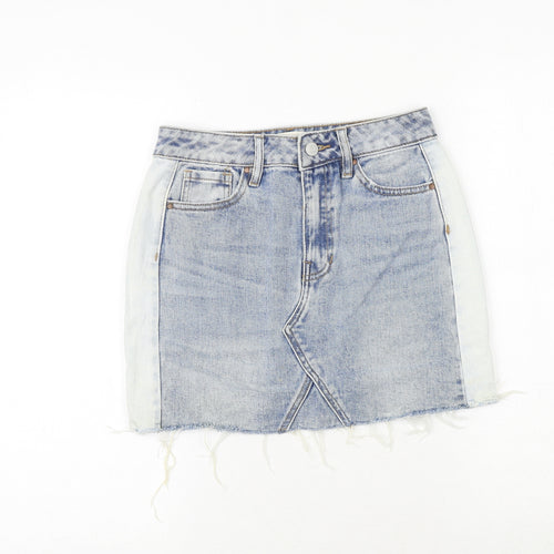 PacSun Womens Blue Cotton Mini Skirt Size 24 in Zip