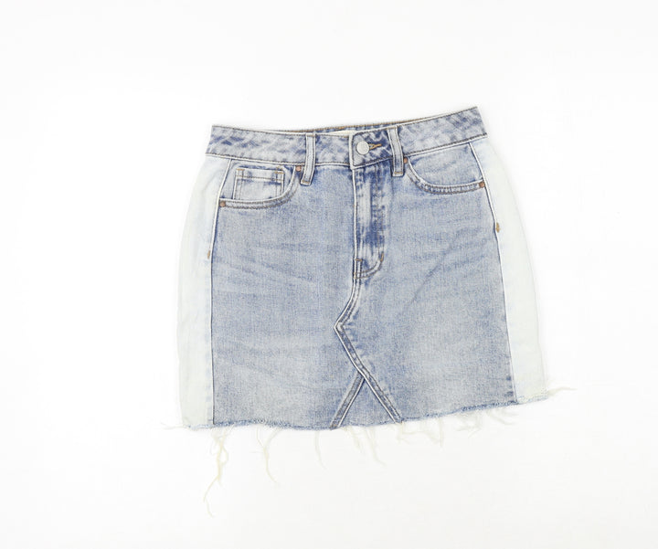 PacSun Womens Blue Cotton Mini Skirt Size 24 in Zip