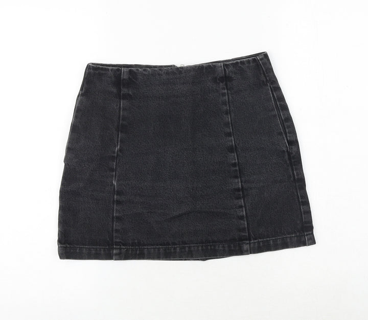 Topshop Womens Grey Cotton Mini Skirt Size 27 in Zip