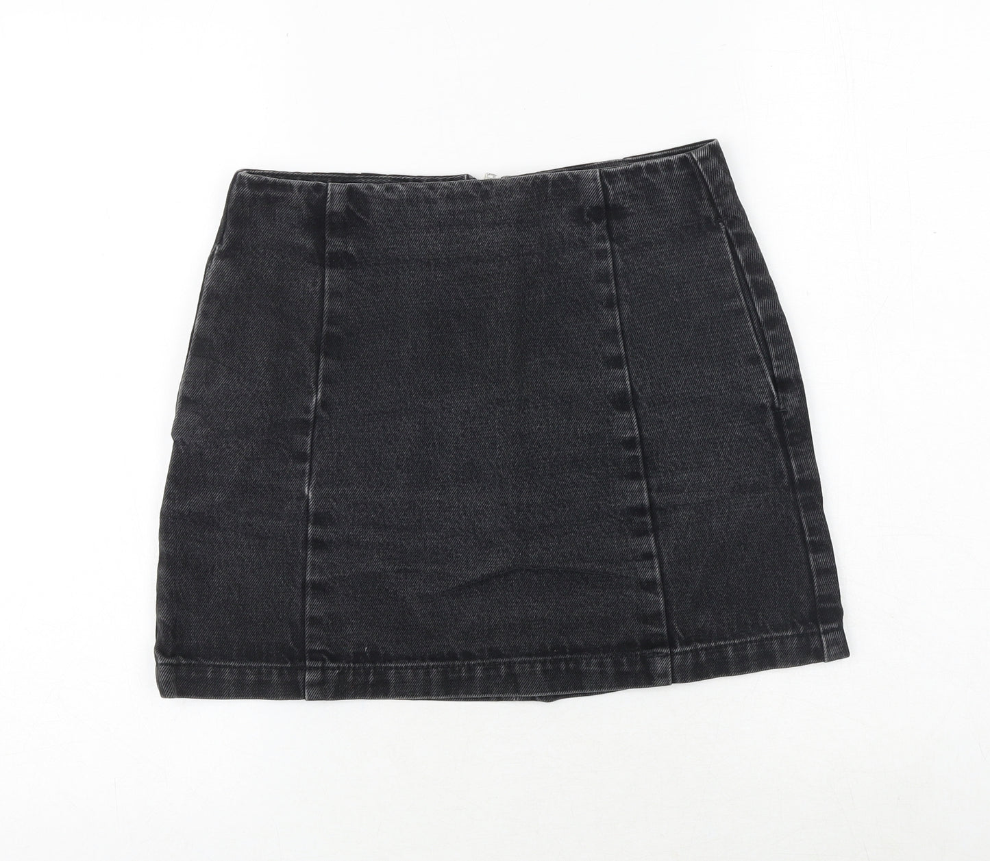Topshop Womens Grey Cotton Mini Skirt Size 27 in Zip