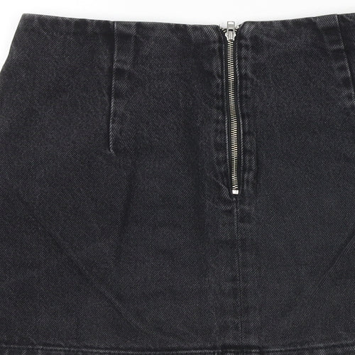 Topshop Womens Grey Cotton Mini Skirt Size 27 in Zip