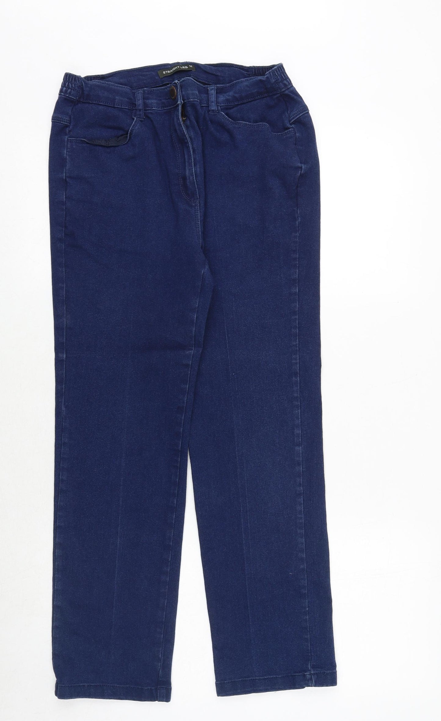 Bonmarché Womens Blue Cotton Straight Jeans Size 12 Regular Zip