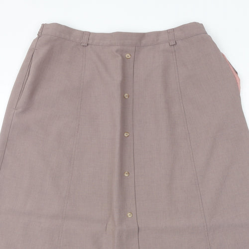 BHS Womens Pink Polyester A-Line Skirt Size 14 Button