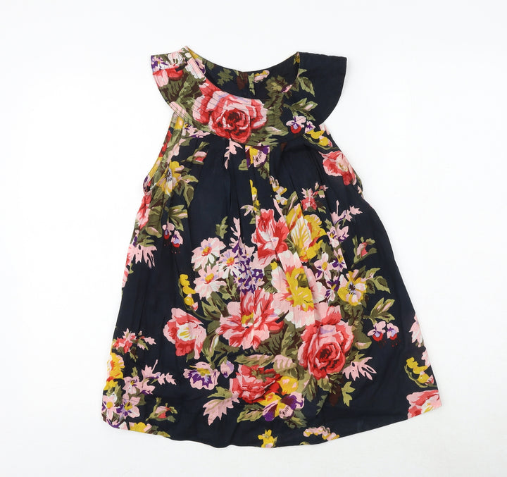 Topshop Womens Multicoloured Floral 100% Cotton Basic Tank Size 8 Round Neck