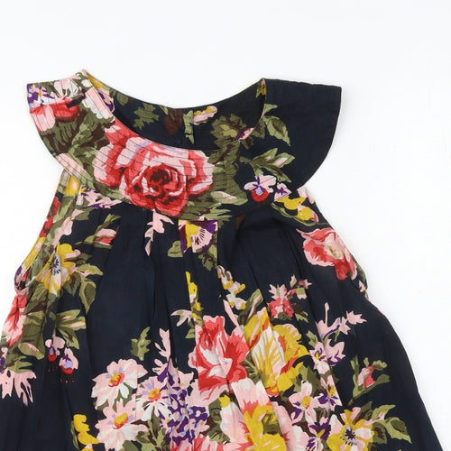 Topshop Womens Multicoloured Floral 100% Cotton Basic Tank Size 8 Round Neck