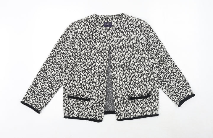 Marks and Spencer Womens Black Round Neck Geometric Polyester Cardigan Jumper Size 12