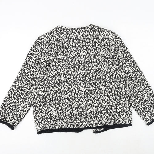 Marks and Spencer Womens Black Round Neck Geometric Polyester Cardigan Jumper Size 12