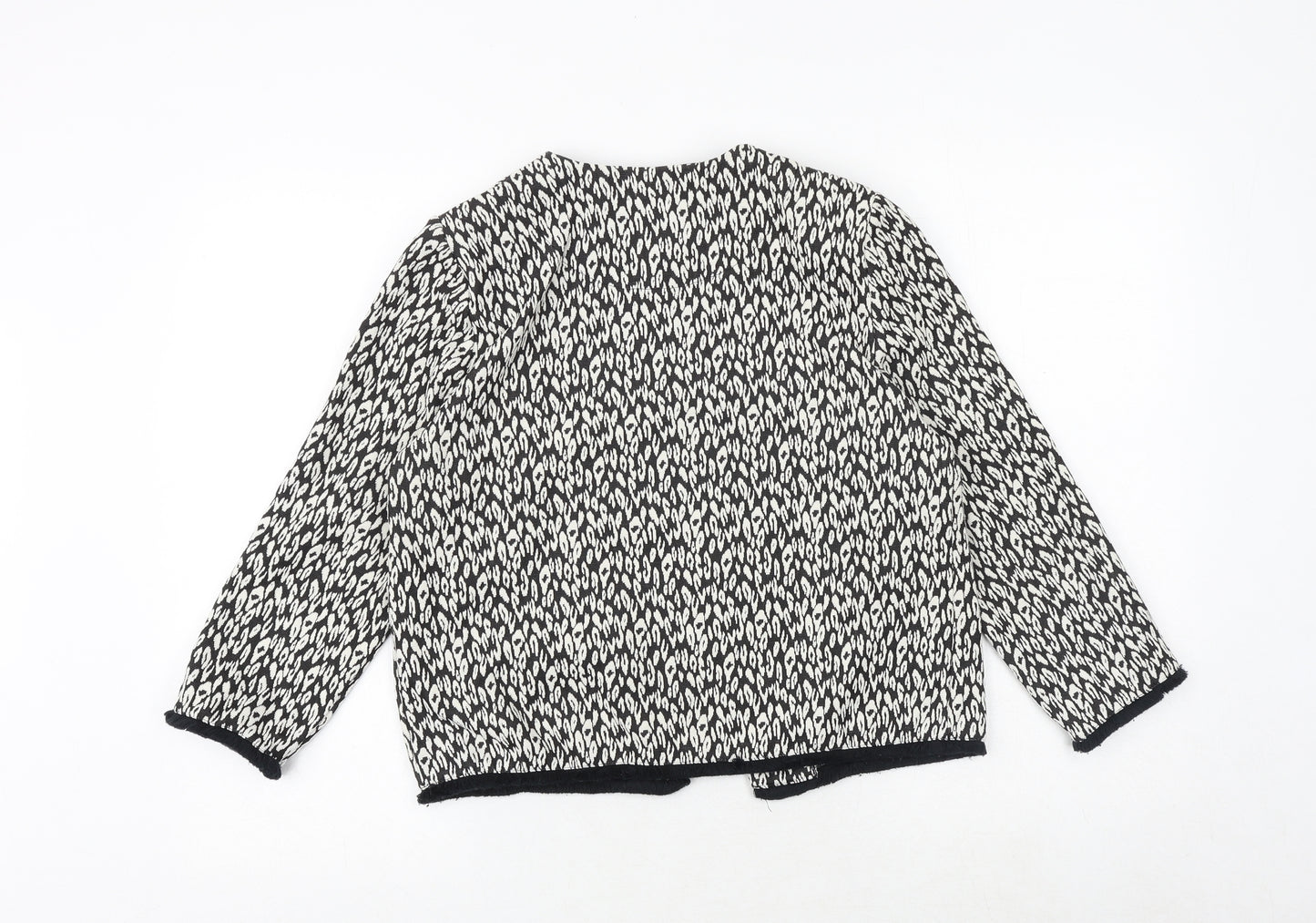 Marks and Spencer Womens Black Round Neck Geometric Polyester Cardigan Jumper Size 12