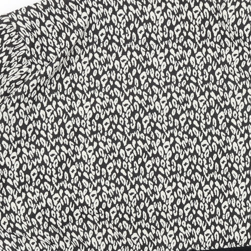 Marks and Spencer Womens Black Round Neck Geometric Polyester Cardigan Jumper Size 12