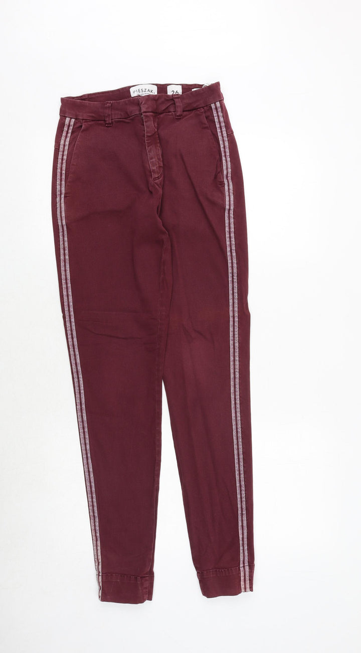 Pieszak Womens Red Cotton Jegging Jeans Size 26 in Regular Zip