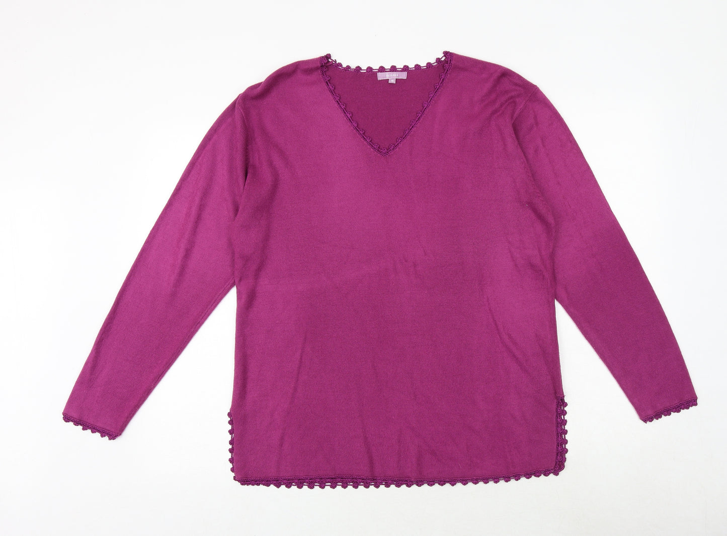 ALIBI Womens Pink V-Neck Acrylic Pullover Jumper Size 18