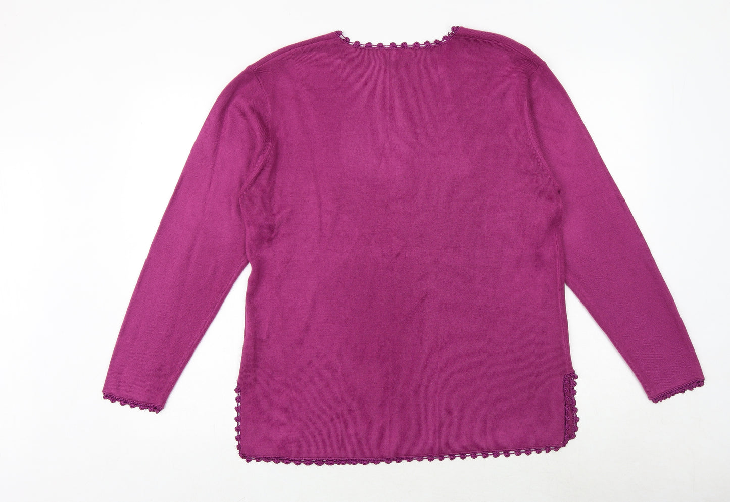 ALIBI Womens Pink V-Neck Acrylic Pullover Jumper Size 18