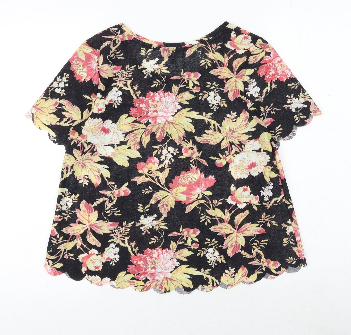 Topshop Womens Black Polyester Basic Blouse Size 6 Round Neck