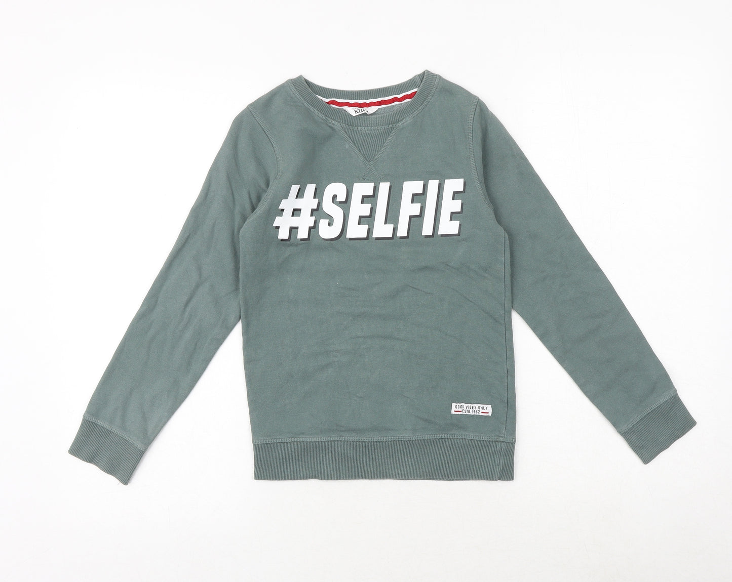 M&Co Boys Green Cotton Pullover Sweatshirt Size 9-10 Years Pullover - #Selfie